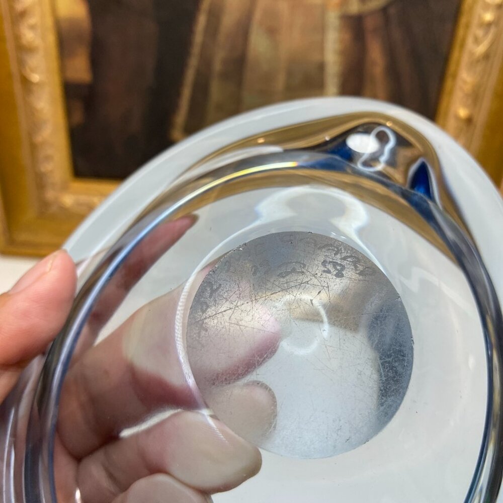 Vintage Holmegaard Per Lutken Light Blue Art Glass Dish Ashtray Signed & Number - Picture 9 of 15